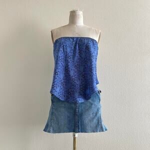 handmade blue floral tube top